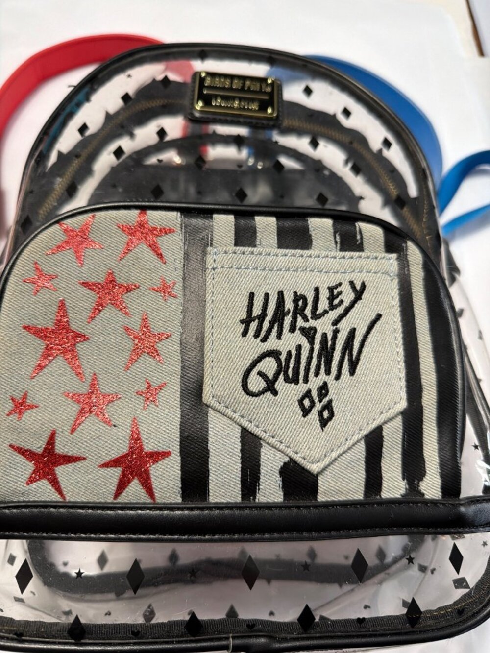 Loungefly DC Comics Birds Of Prey Harley Quinn Clear Mini Backpack - Picture 7 of 7